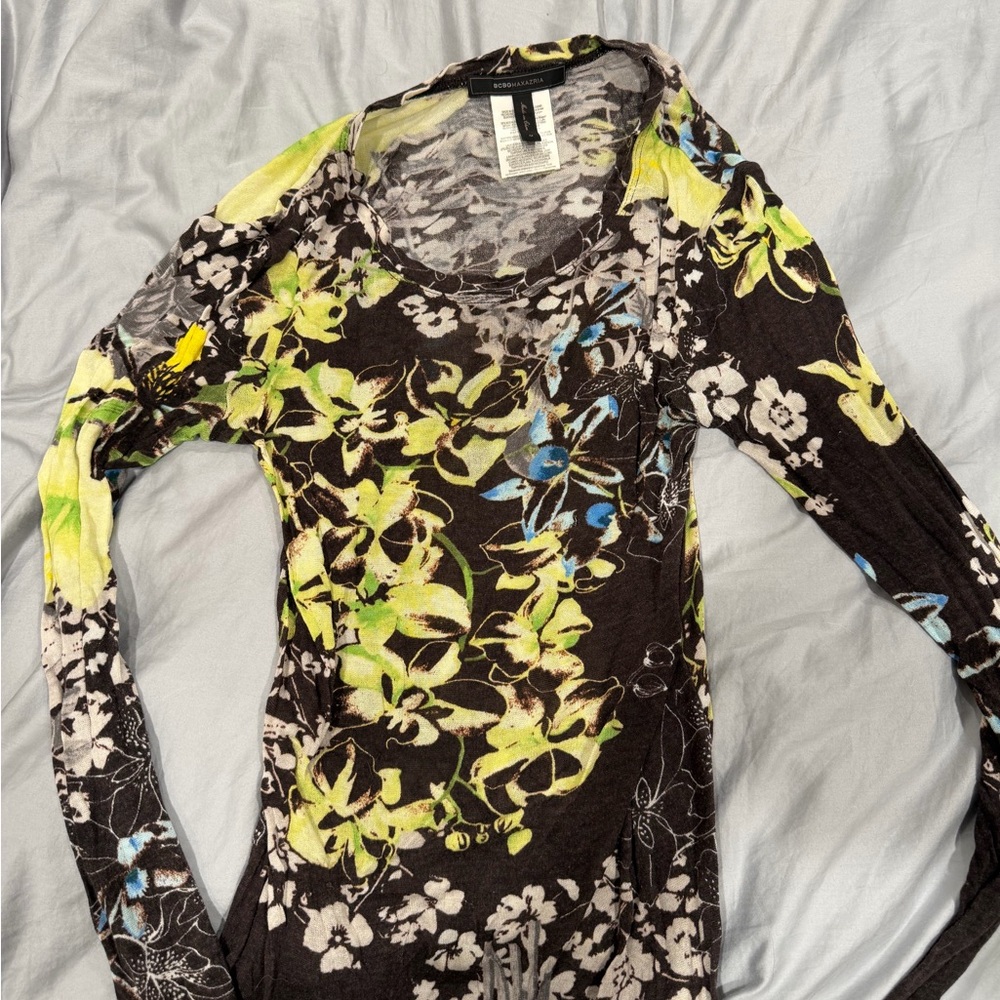 BCBG Agda Floral Long Sleeve Top